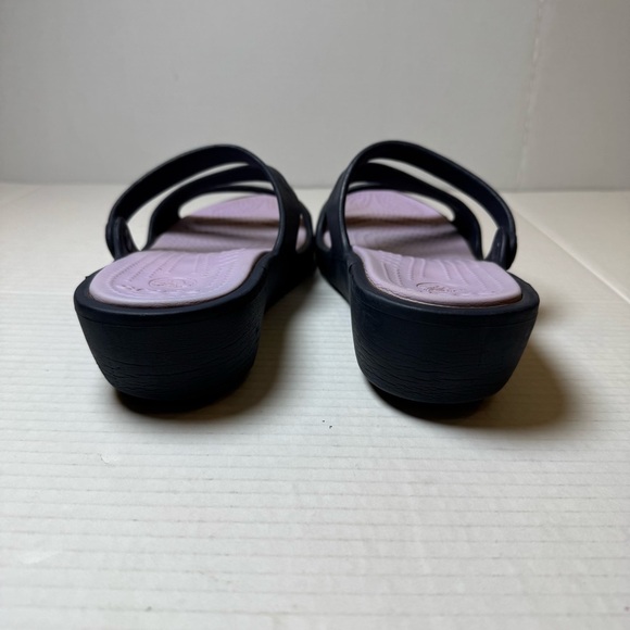 Crocs Iconic Comfort Navy Blue Slip On Sandals - Picture 7 of 13